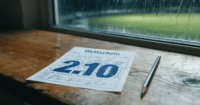 Ein Wetterbarometer hängt an einer Holzwand neben einem Fenster, draussen liegt ein nasser Fussballplatz im Regen.