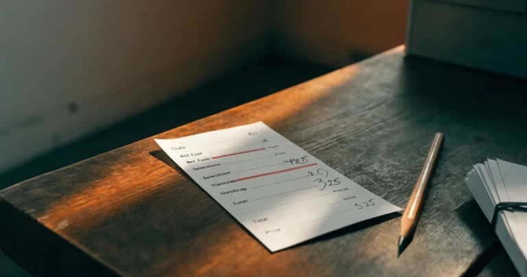 Ein Stapel unbeschriebener Papierzettel mit einem Gummiband liegt auf einer Werkbank im Seitenlicht